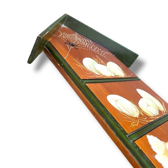 VTG Hand Painted Hen House Art Wooden Plaque Home Artist 1970s Eggs Chics - Picture 13 of 16